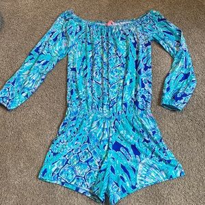 Lilly Pulitzer XS long sleeve, shorts romper with sea turtle pattern